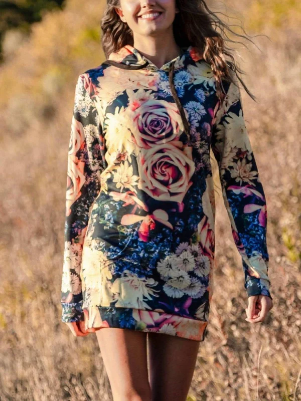 Vintage Flowers Hooded Dress