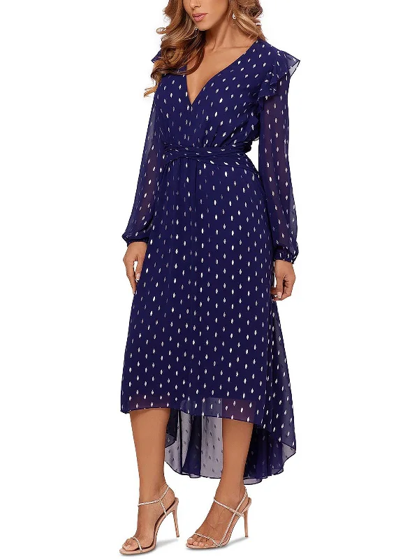 Womens Clip-Dot Asymmetric Fit & Flare Dress