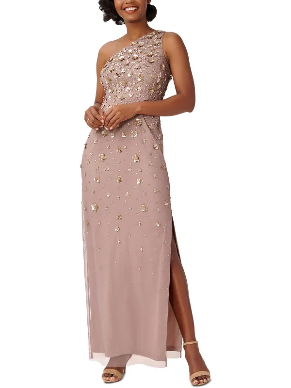 Womens Mesh Embellished Evening Dress