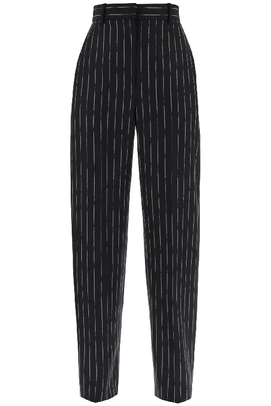 Alexander Mcqueen Women's Broken Pinstripe Trousers