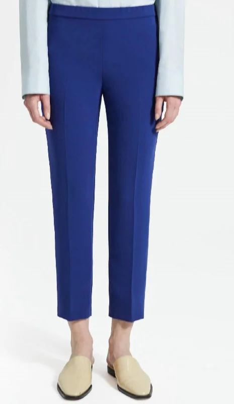 Crepe Basic Pull On Pant In Navy Sapphire