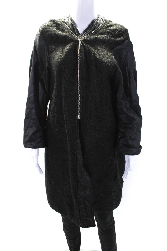 Dries Van Noten Womens Textured Zipped Front Slit Jacket Black