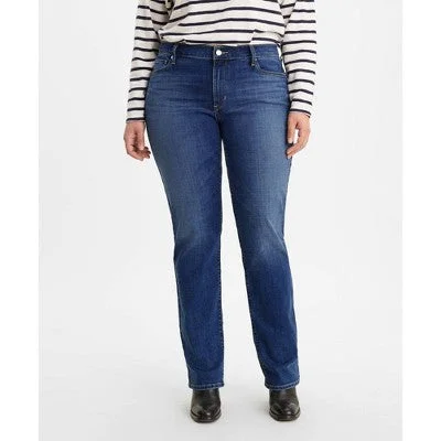 New - Levi's Women's Plus Size Mid-Rise Classic Straight Jeans - Lapis Dark Horse 22