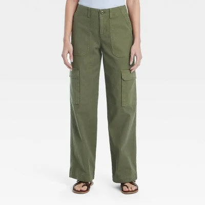 New - Women's Mid-Rise Utility Cargo Pants - Universal Thread Olive Green 10