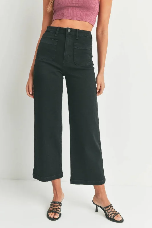 Paatch Pocket Wide Leg Jean In Black