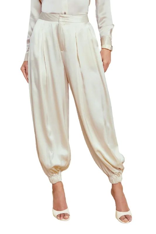 Palmer Elastic Pant In Creme Brulee