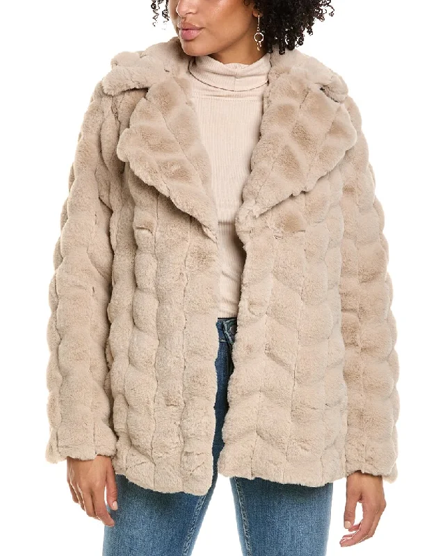 Via Spiga Grooved Faux Fur Down Coat