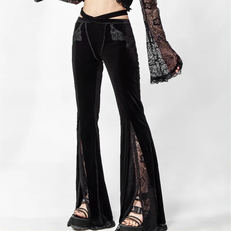 Women's Gothic Splice Slit Lace Pants