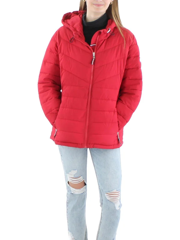 Womens Hooded Polyester Parka Coat