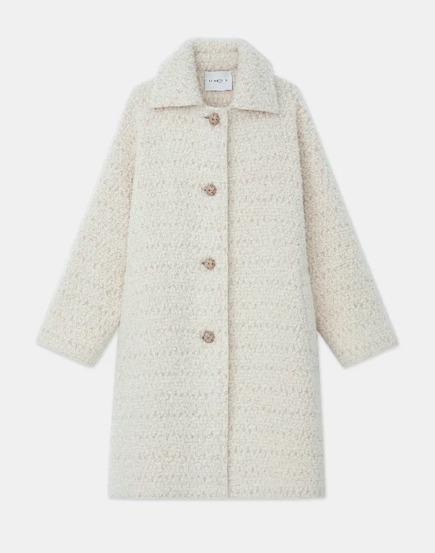 Wool-Cotton Boucl?? Oversized Coat