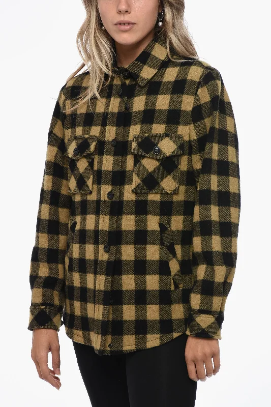 Woolrich Gingham Check Wool Blend Overshirt